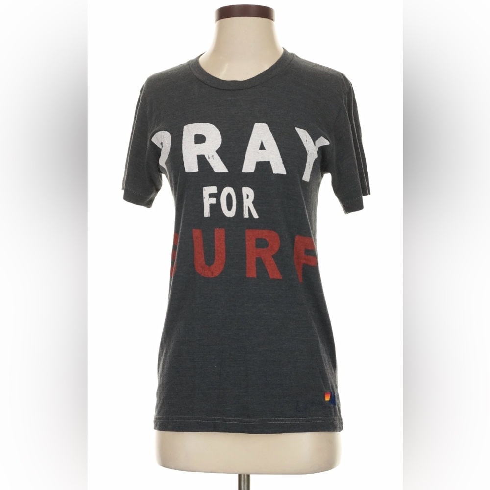 Aviator Nation Charcoal Tee with Green Topstitch